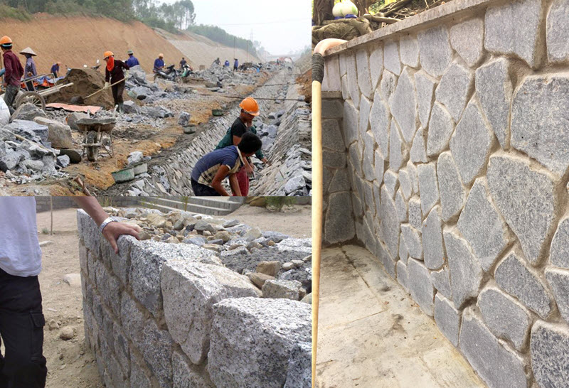 Công tác xây đá hộc gồm nhiều loại như xây móng, xây tường và kè đá hộc